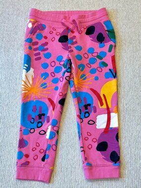Stella McCartney Kids Pink Paint Print Joggers Sweatpants Size 5 Girls Cotton
